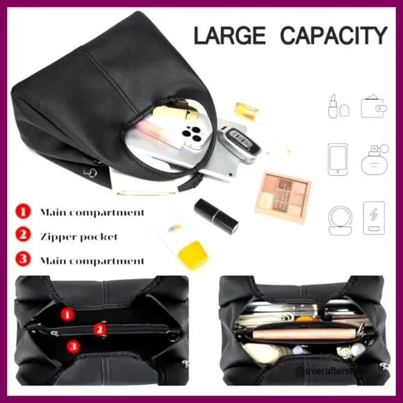 Leather Crossbody Purse Designer Tote Satchel Bag Adjustable Strap Chic - Picture 5 of 7